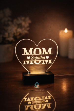 Personalized LED lamp for mom with custom name and heart design
