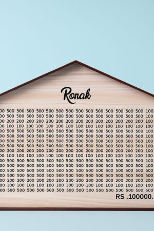 House shaped money savings box made from premium MDF with custom name