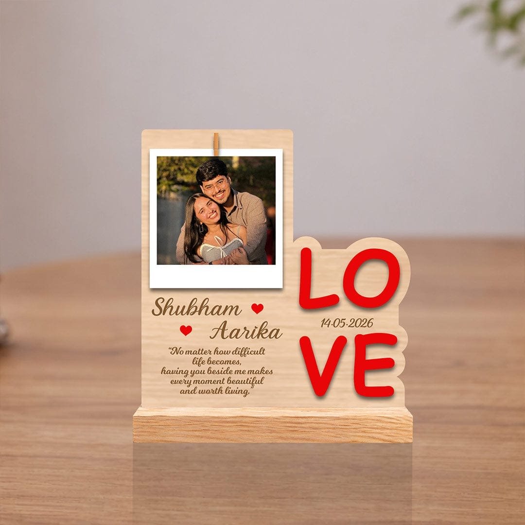 Personalized Love Wooden Table Top Frame | Romantic Keepsake Gift For Couples