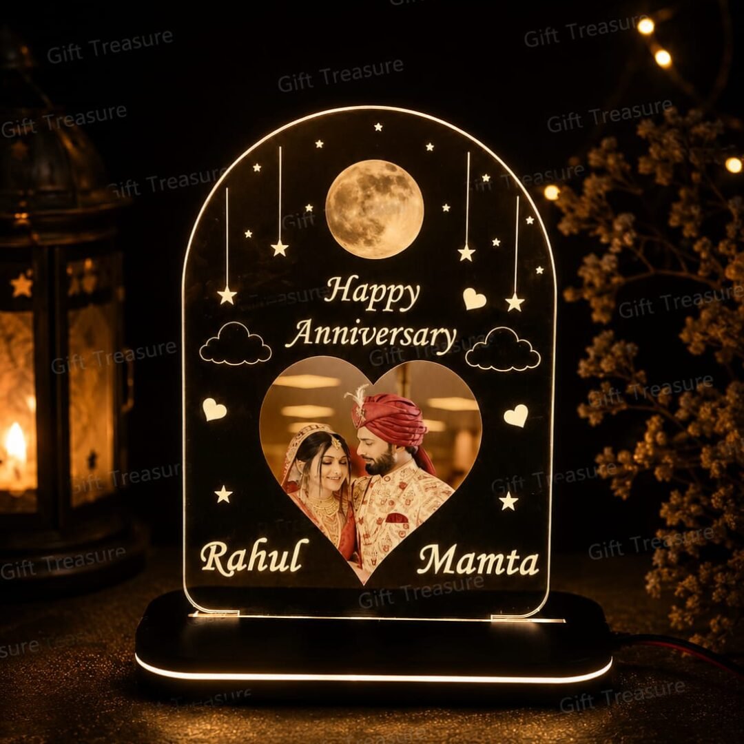 Personalized Anniversary Moon LED Acrylic Lamp