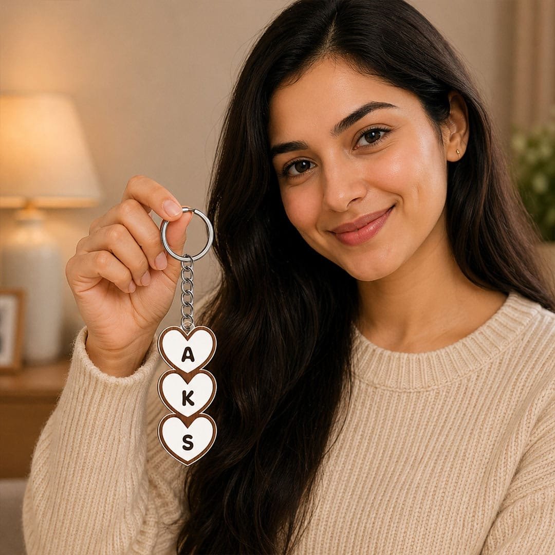 Personalized Heart Alphabet Keychain